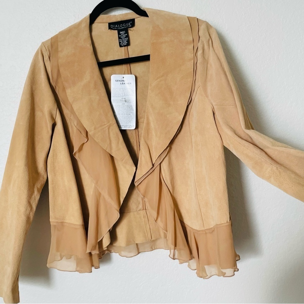 NWT Dialogue woman’s genuine leather jacket size Small openfront feminine winter - Picture 5 of 9
